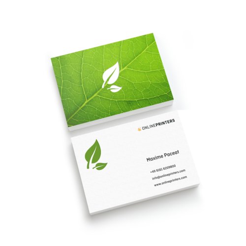 Visitekaartjes eco-/natuurpapier, 8,5 x 5,5 cm, dubbelzijdig bedrukt 1