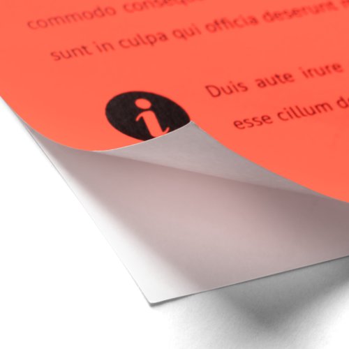 Neon gele papieren sticker met sterke hechting.
