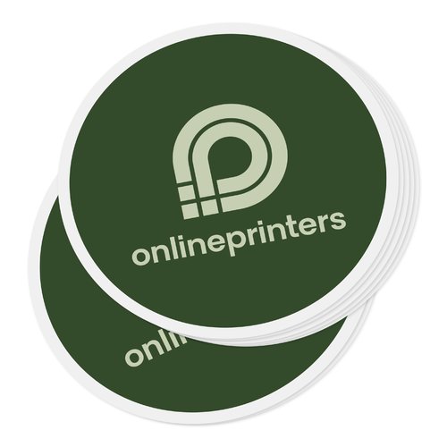 Papieren sticker, rond, zelfklevend.