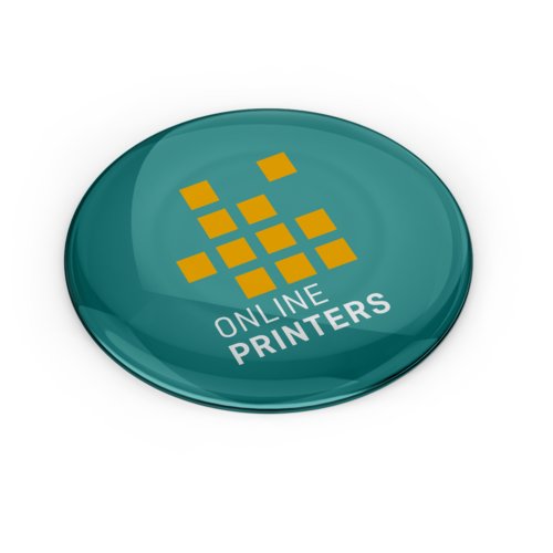 Gekleurde 3D-sticker met een gewelfd oppervlak.