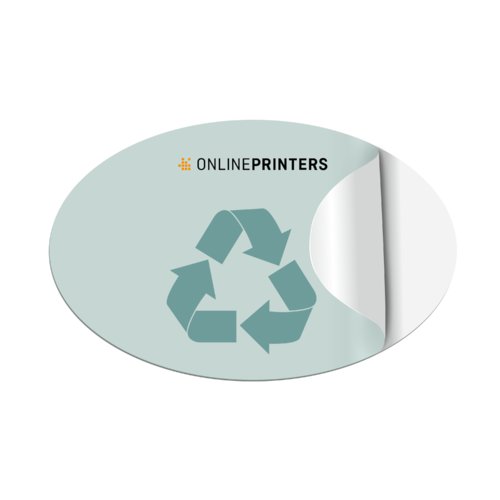 Groene, ecovriendelijke ovale sticker.
