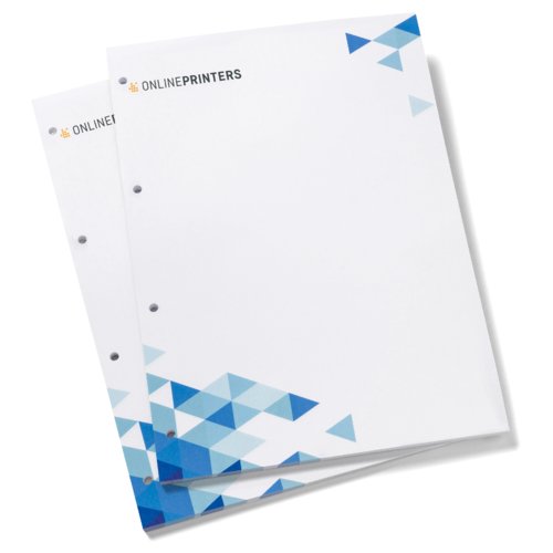 Wit briefpapier, aan beide zijden bedrukbaar en geperforeerd.