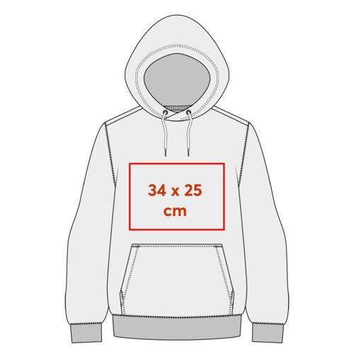 Grijze stoffen hoodie (unisex) met capuchon en kangoeroezak.