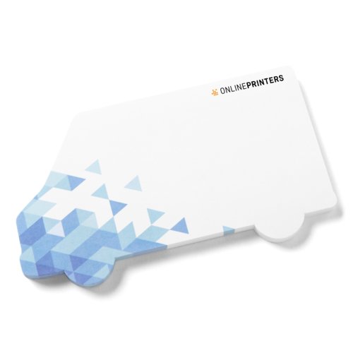 Witte plaknotities in de vorm van een bestelwagen.