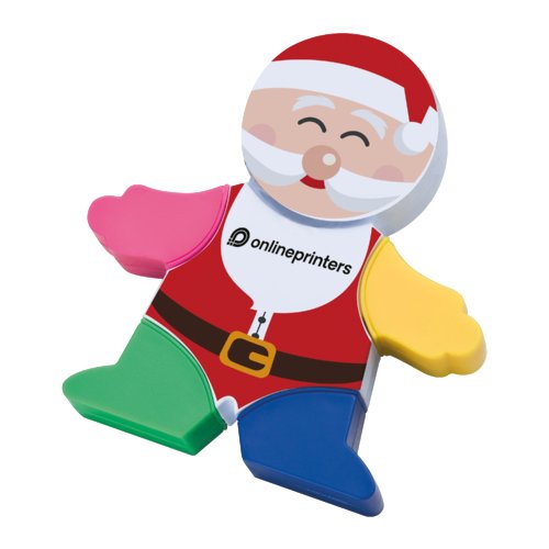 Markeerstift in de vorm van de Kerstman in diverse kleuren.