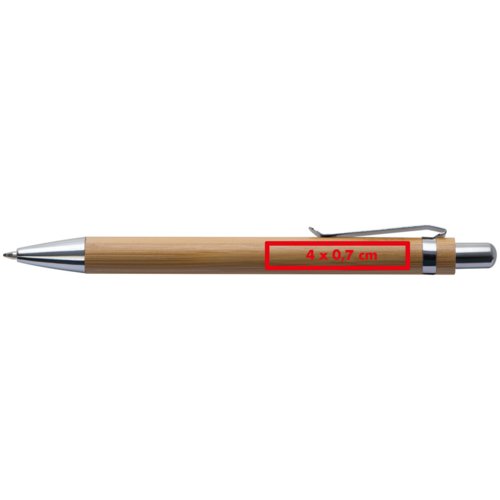 Bamboe balpen met clip en drukmechanisme.