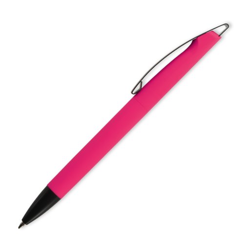 Roze plastic balpen met clip.