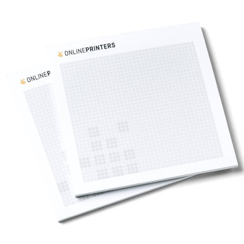 Papieren schrijfblokken, vierkant en gelijmd.