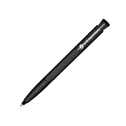 Transparante plastic balpen met drukknop en zachte grip.