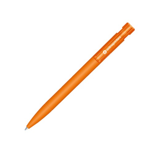 Oranje bio balpen met clip.