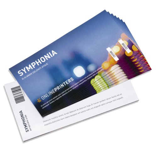 Papieren tickets, aan beide zijden bedrukt.