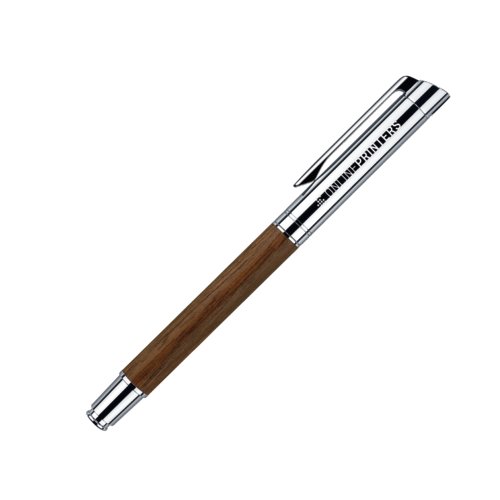 Bruine houten schachtvulpen met dop en metalen clip.