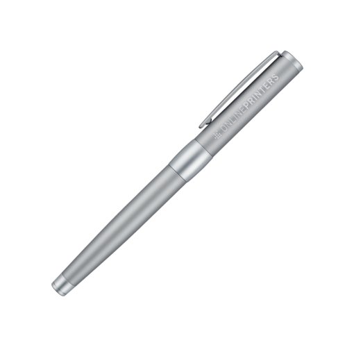 Verchroomde metalen rollerball met dop en clip.