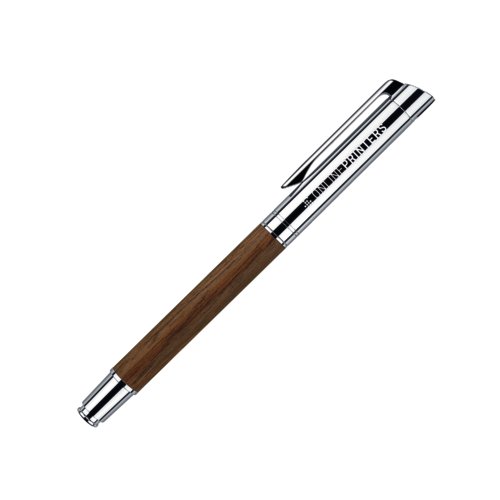 Houtkleurige rollerball met clip.