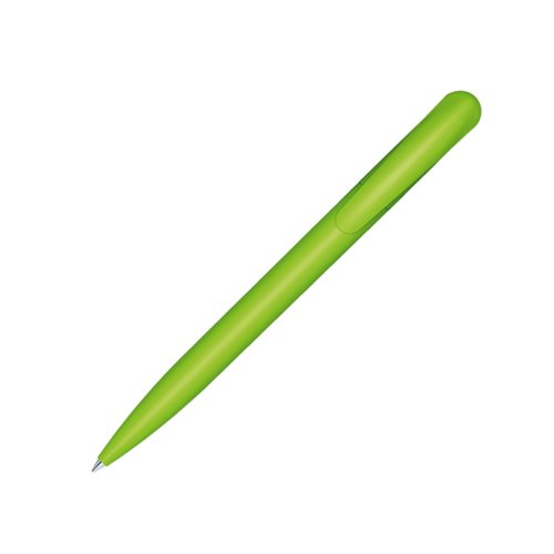 Groene bioplastic balpen met clip en drukmechanisme.