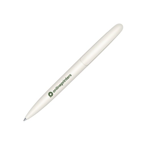 Witte bio plastic balpen met draaimechanisme.