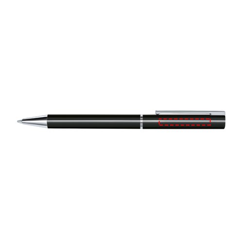 Zwarte draaibare balpen met clip.