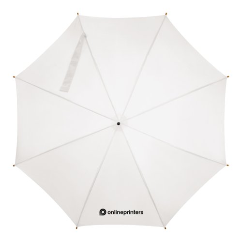 Witte houten paraplu met automatische opening.