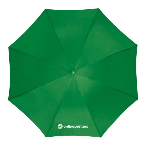 Groene automatische opvouwbare paraplu met doek en handvat.