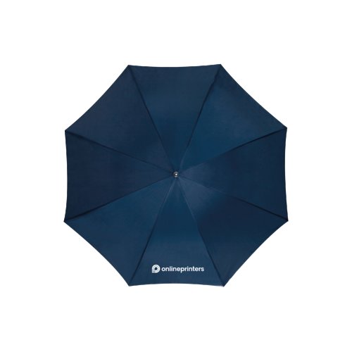 Donkerblauwe automatische paraplu met baldakijn.