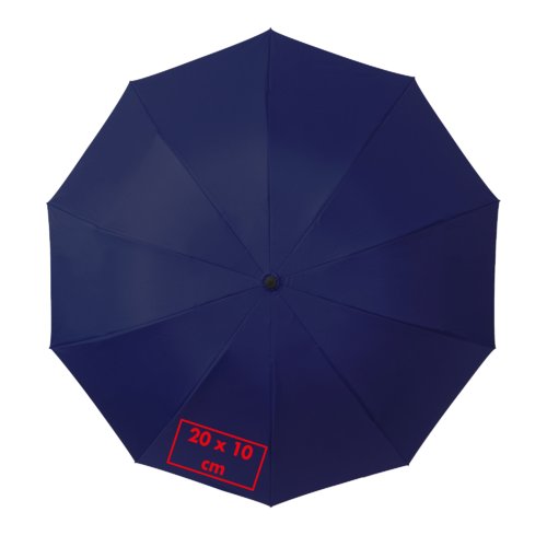 Blauwe zakparaplu met automatische functie.