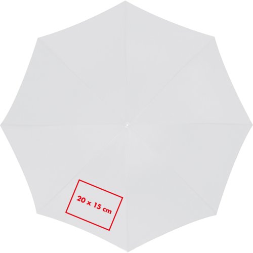 Witte automatische paraplu met grote diameter.