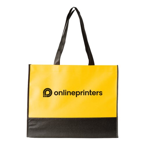 Gele non-woven tas met draaghandvatten.