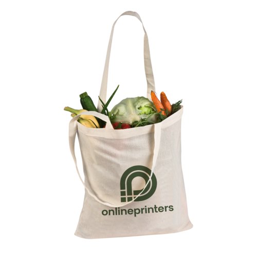 Natuurkleurige katoenen tas met handgrepen.