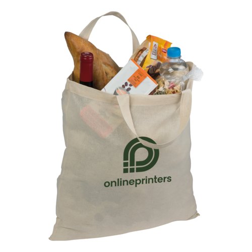 Natuurkleurige katoenen tas met handvatten.