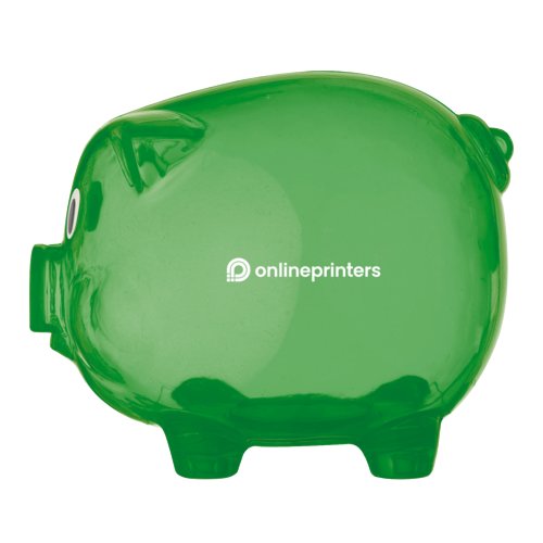 Groen plastic spaarvarken met gleuf.