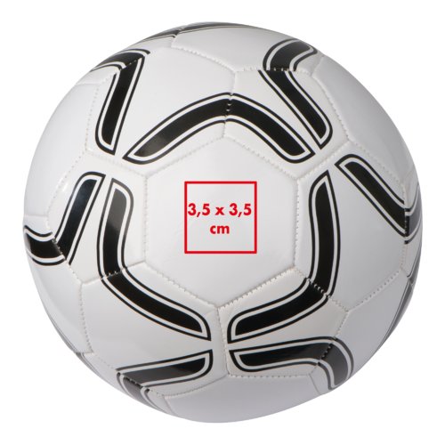 Witte voetbal in toernooiformaat, gemaakt van kunststof.