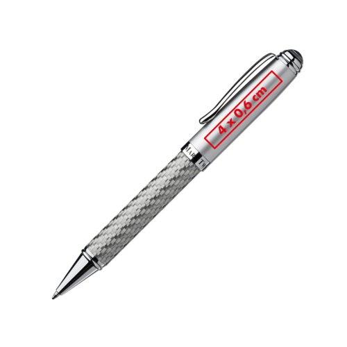 Metalen balpen met clip en drukmechanisme.