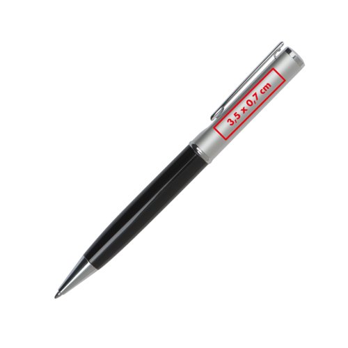 Metalen balpen met clip en draaimechanisme.