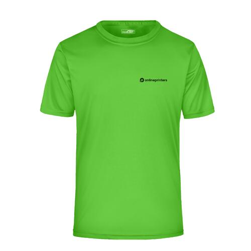 Appelgroen polyester T-shirt met korte mouwen.