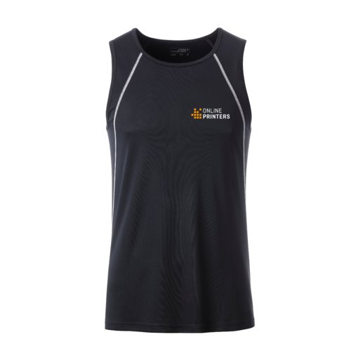 Donker sporttanktop voor heren van functioneel materiaal.