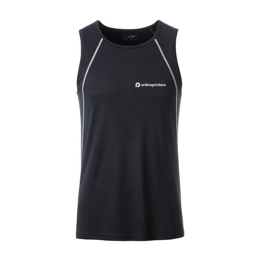 Donker sporttanktop voor heren van functioneel materiaal.