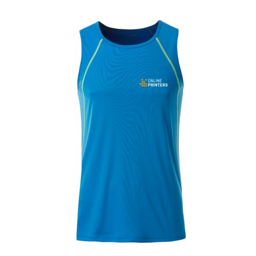 Blauwe en neongele polyester tanktop voor heren.