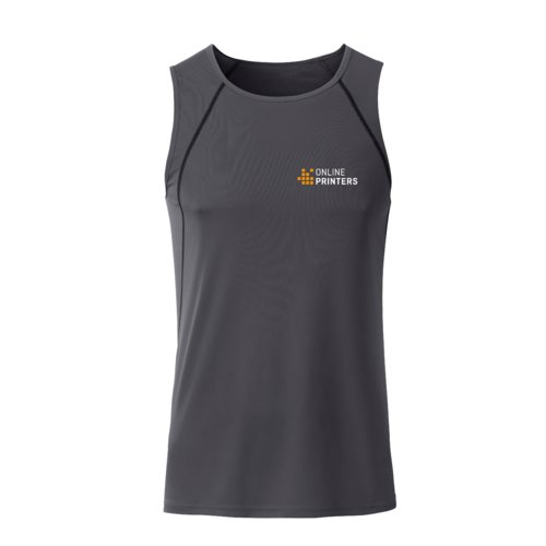 Donkergrijs polyester sporttanktop voor heren.