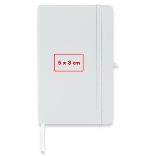 Notitieboek met elastische bandsluiting en bladwijzer.