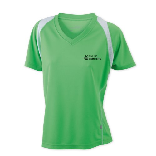 Sportief hardloopshirt voor dames met V-hals en korte mouwen.