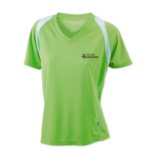 Sportief hardloopshirt voor dames met V-hals en korte mouwen.
