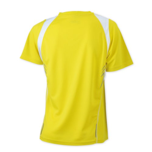 Geel polyester hardloopshirt voor dames.
