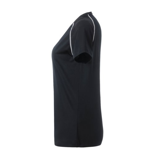 Zwart-wit polyester dames T-shirt.