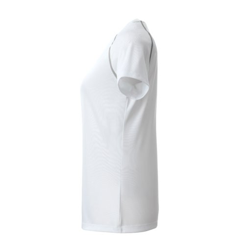 Wit polyester T-shirt voor dames met korte mouwen.