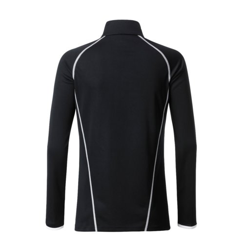 Zwart-wit polyester shirt met lange mouwen voor dames.
