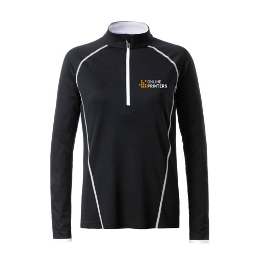Sportief shirt met lange mouwen en ritssluiting voor dames.