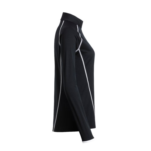 Zwart polyester dames shirt met lange mouwen en sportieve snit.
