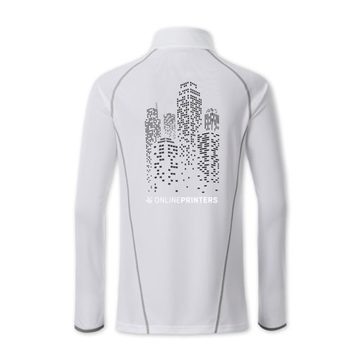 Wit polyester shirt met lange mouwen voor dames met ritssluiting.