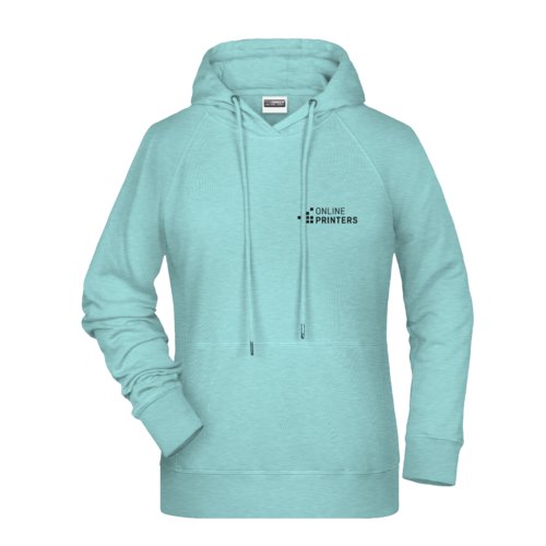 Mintgroene dameshoodie van katoenmix met trekkoord.