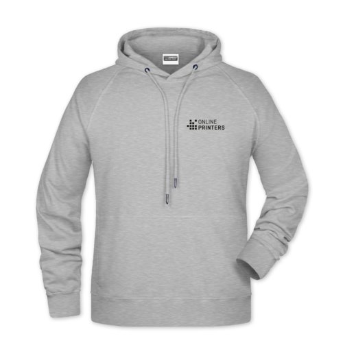 Grijs gemleerde hoodie van katoenmix met capuchon en trekkoord.